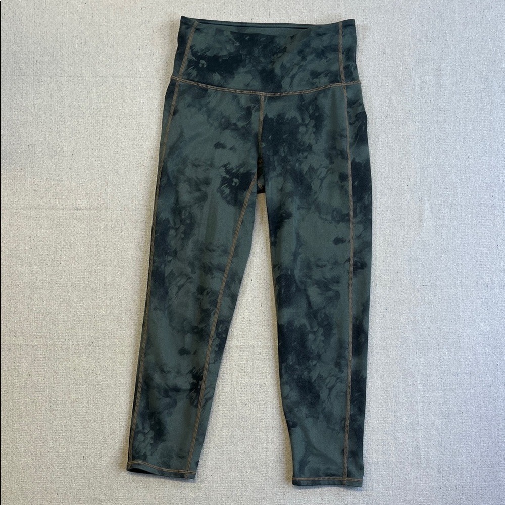 Athleta Tie Dye High Rise Crop Leggings XXS Green Yoga Athleisure